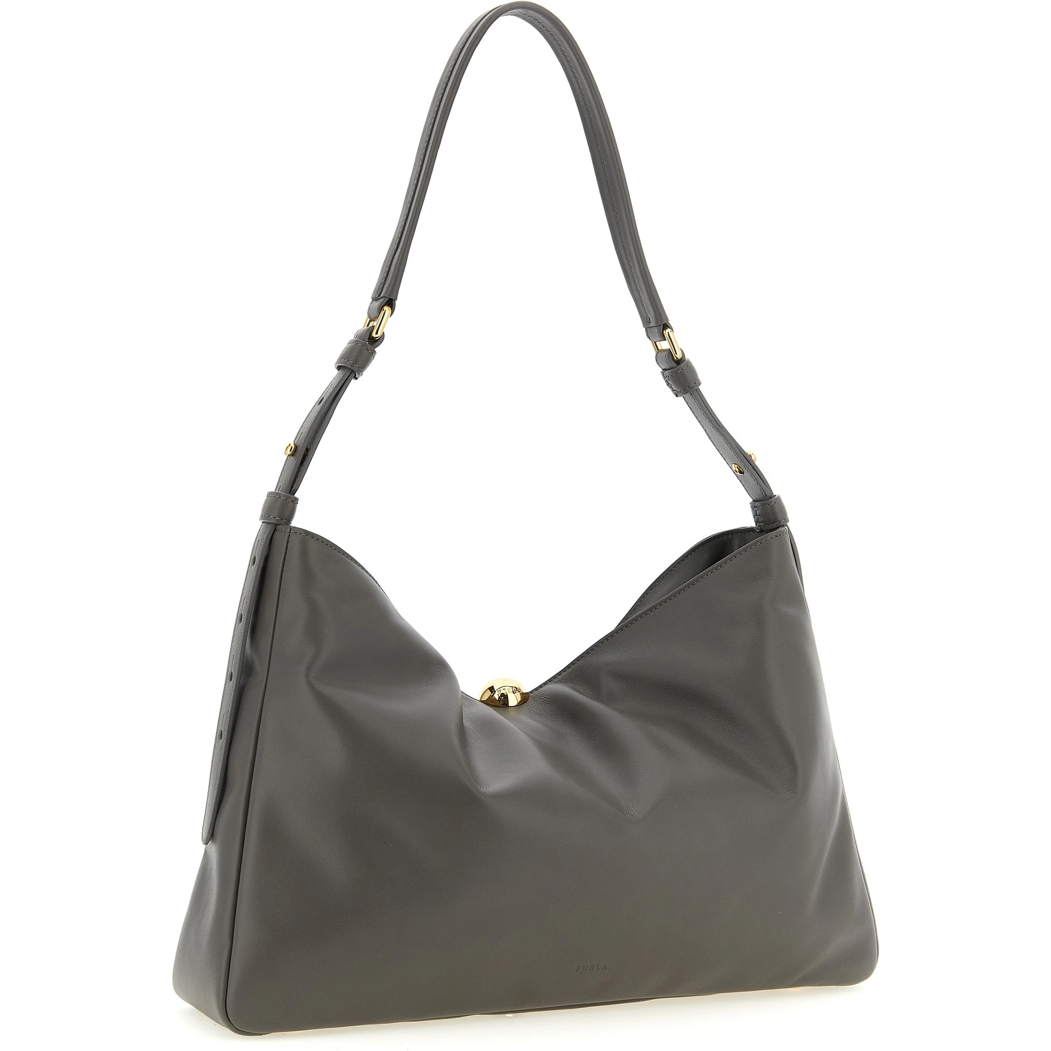Gray Calfskin Shoulder Bag