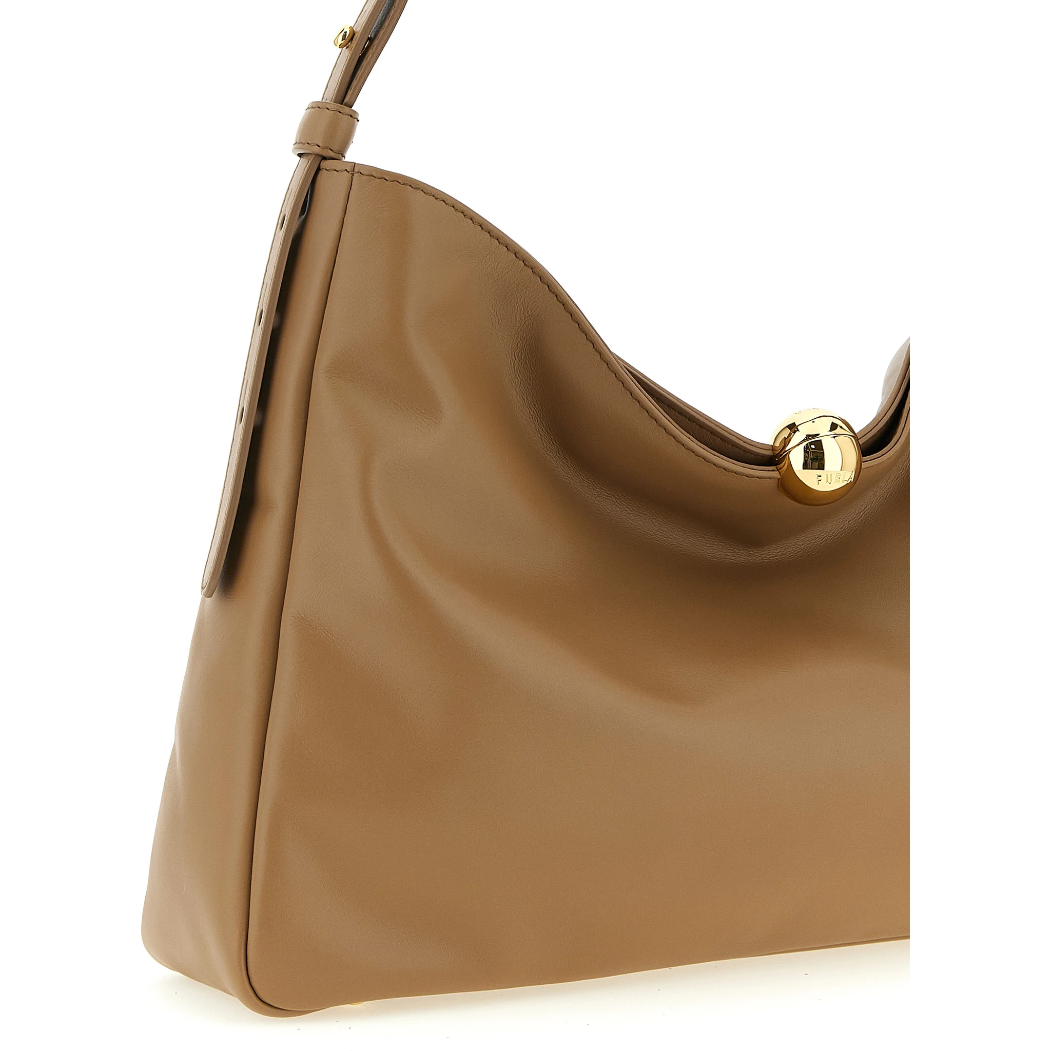 Beige Calfskin Shoulder Bag