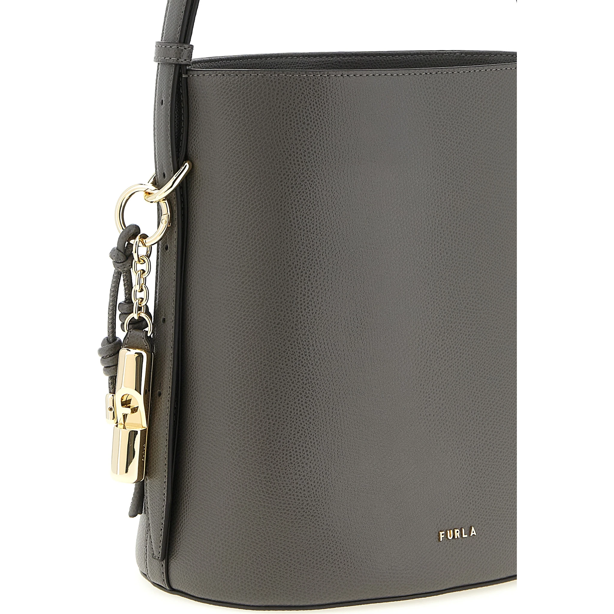 Gray Calfskin Shoulder Bag