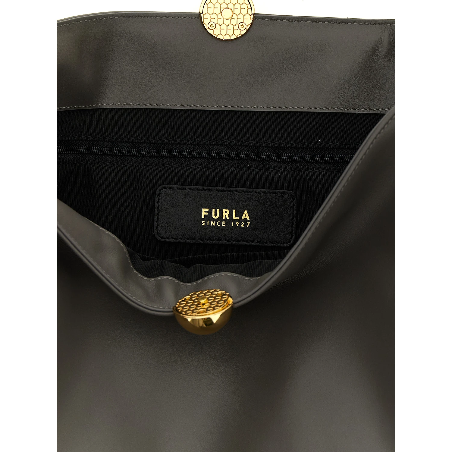 Gray Calfskin Shoulder Bag