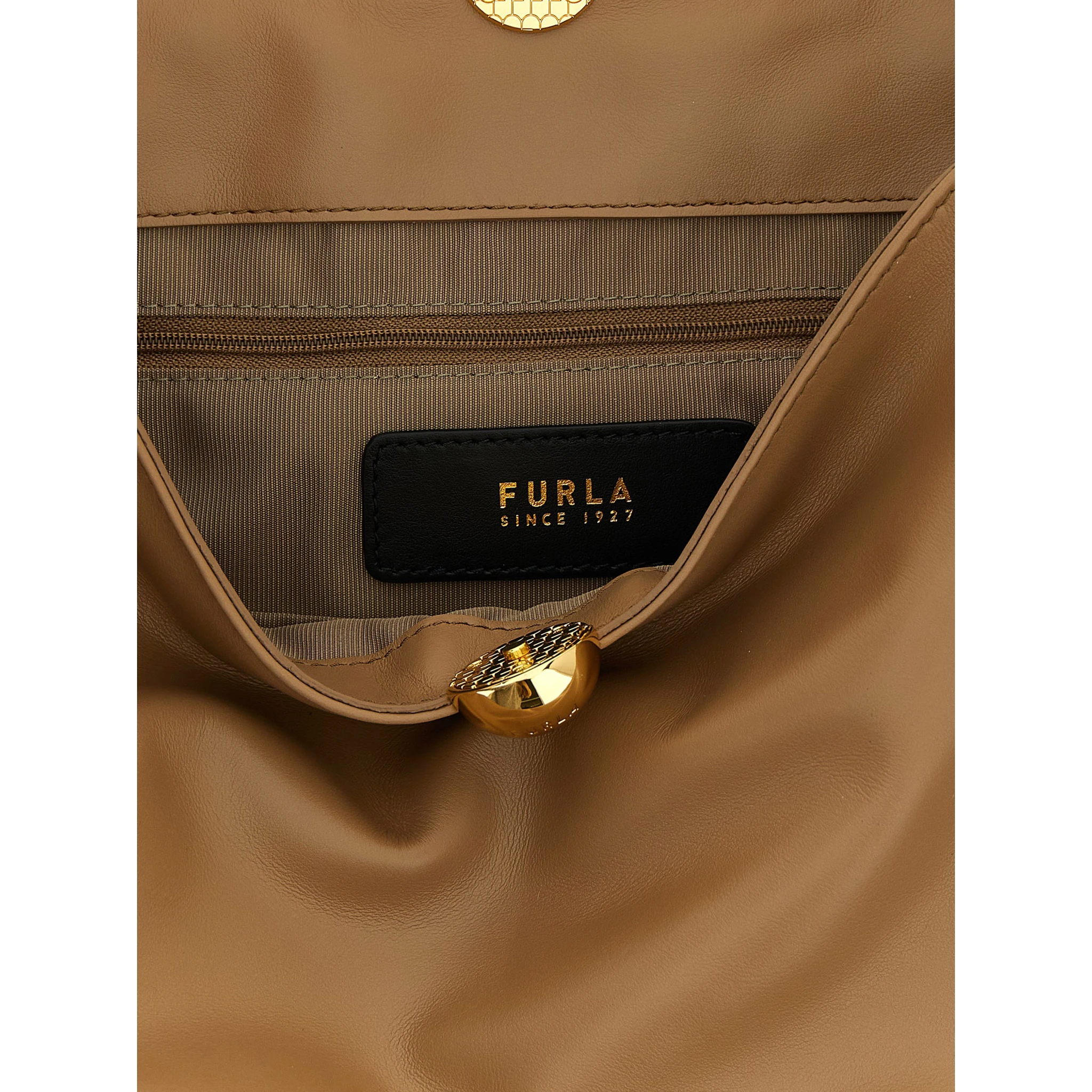 Beige Calfskin Shoulder Bag