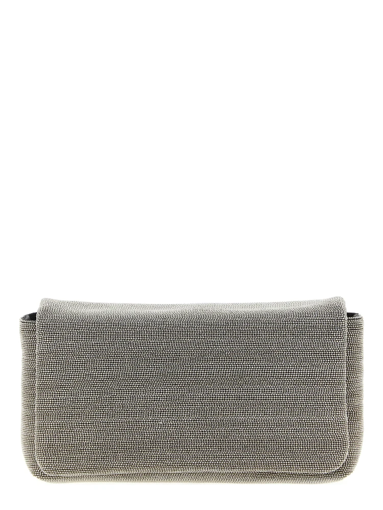 Silver Leather Clutch Bag