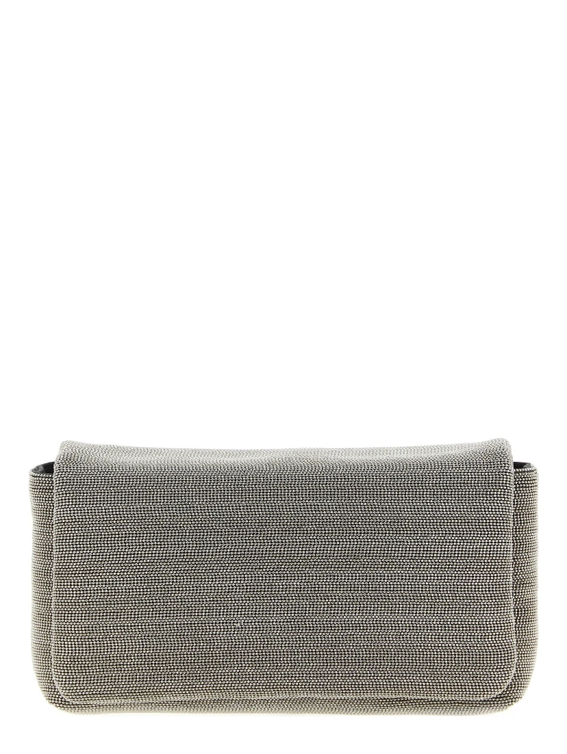 Silver Leather Clutch Bag