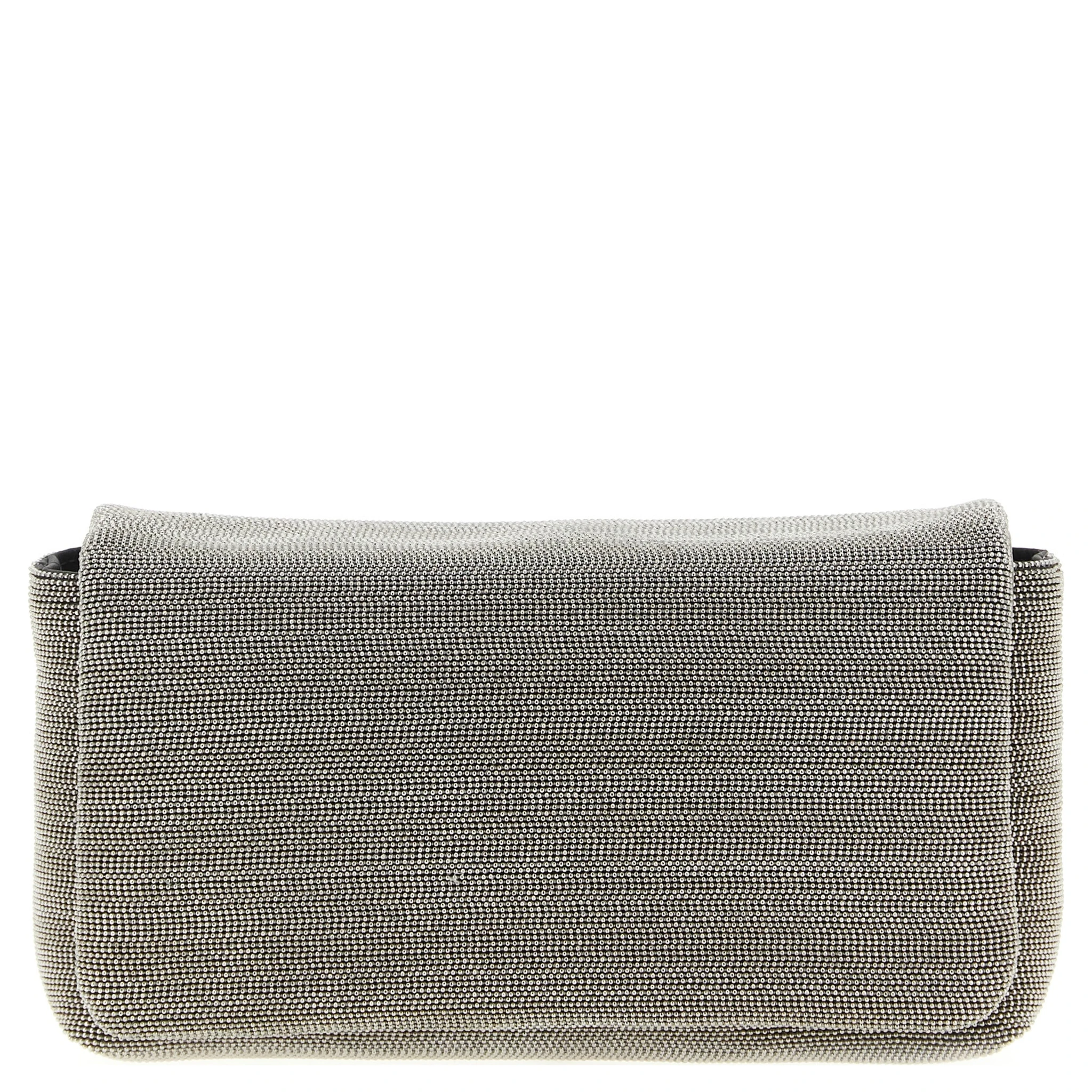 Silver Leather Clutch Bag