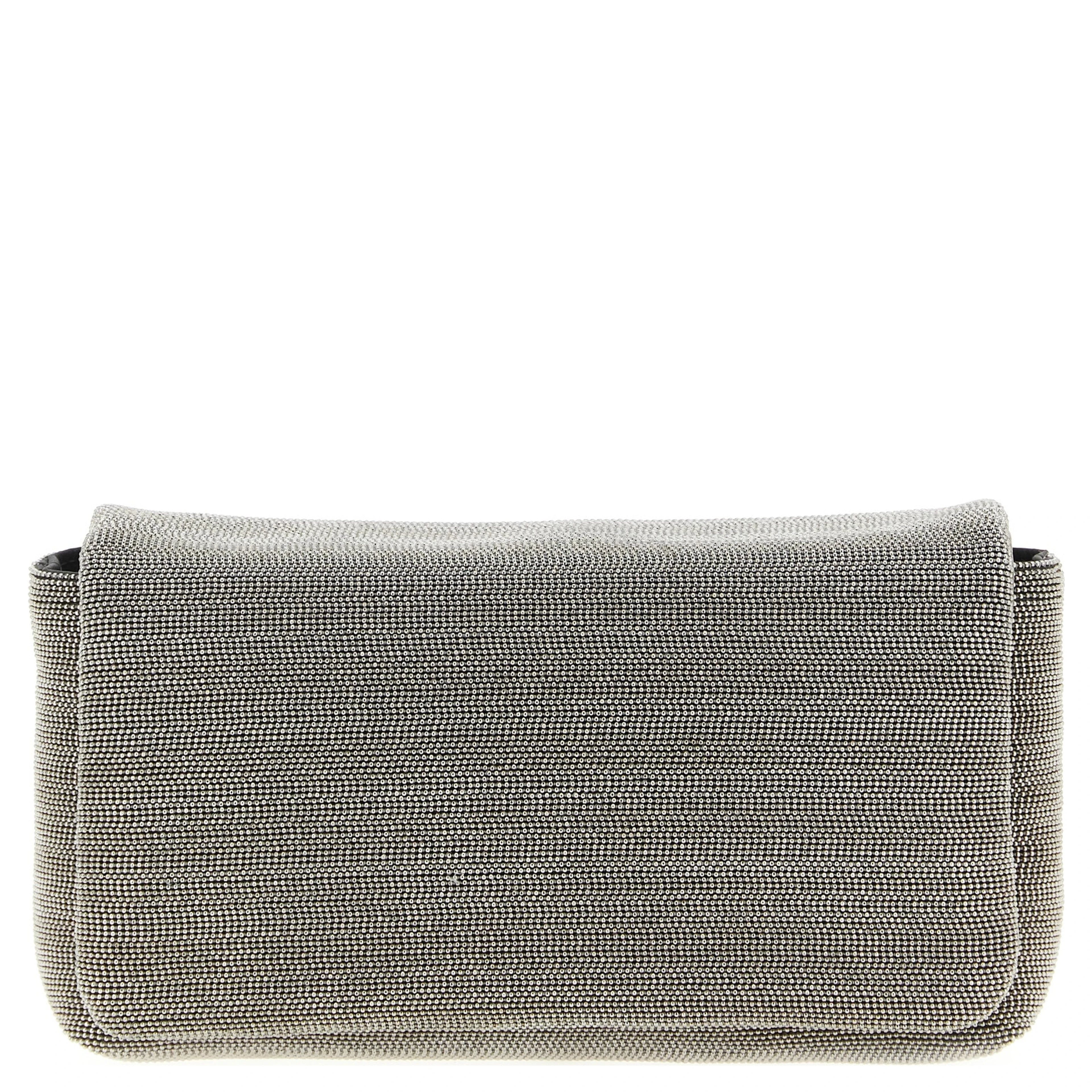 Silver Leather Clutch Bag