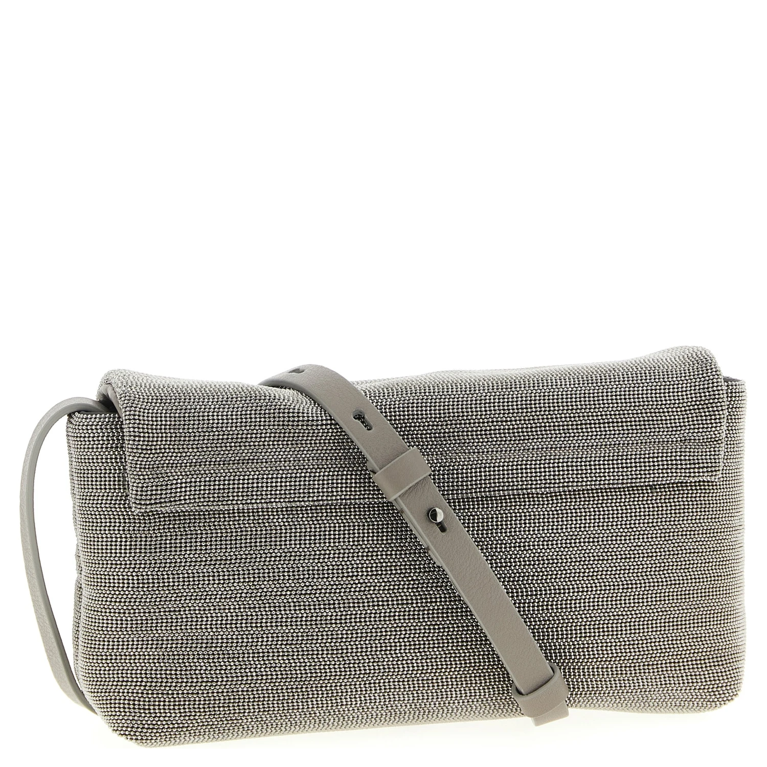 Silver Leather Clutch Bag