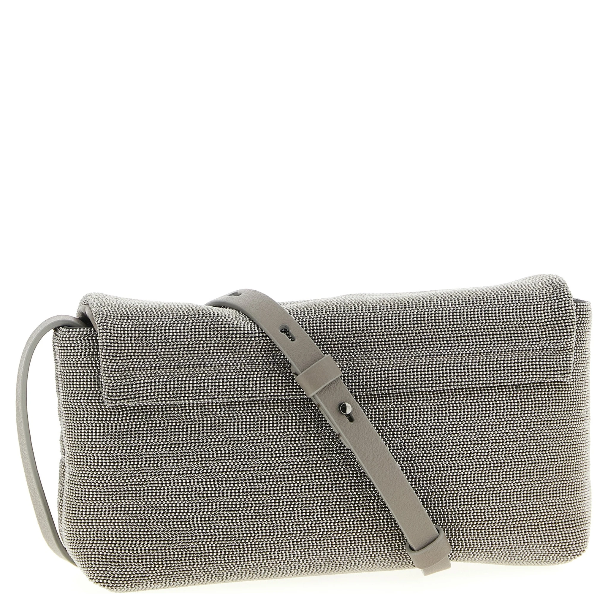 Silver Leather Clutch Bag