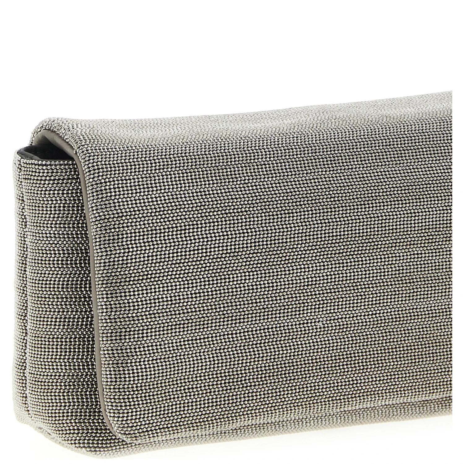 Silver Leather Clutch Bag