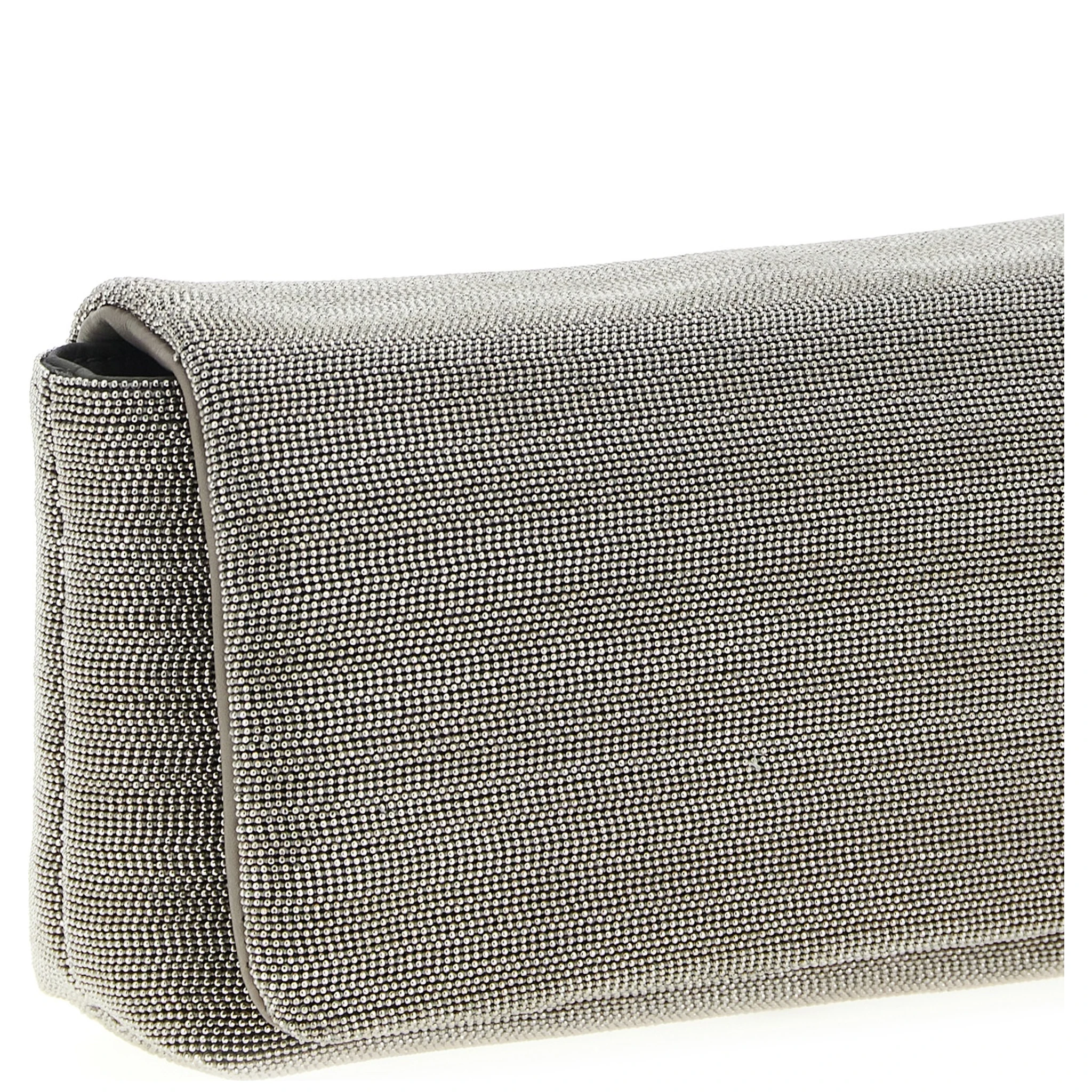 Silver Leather Clutch Bag