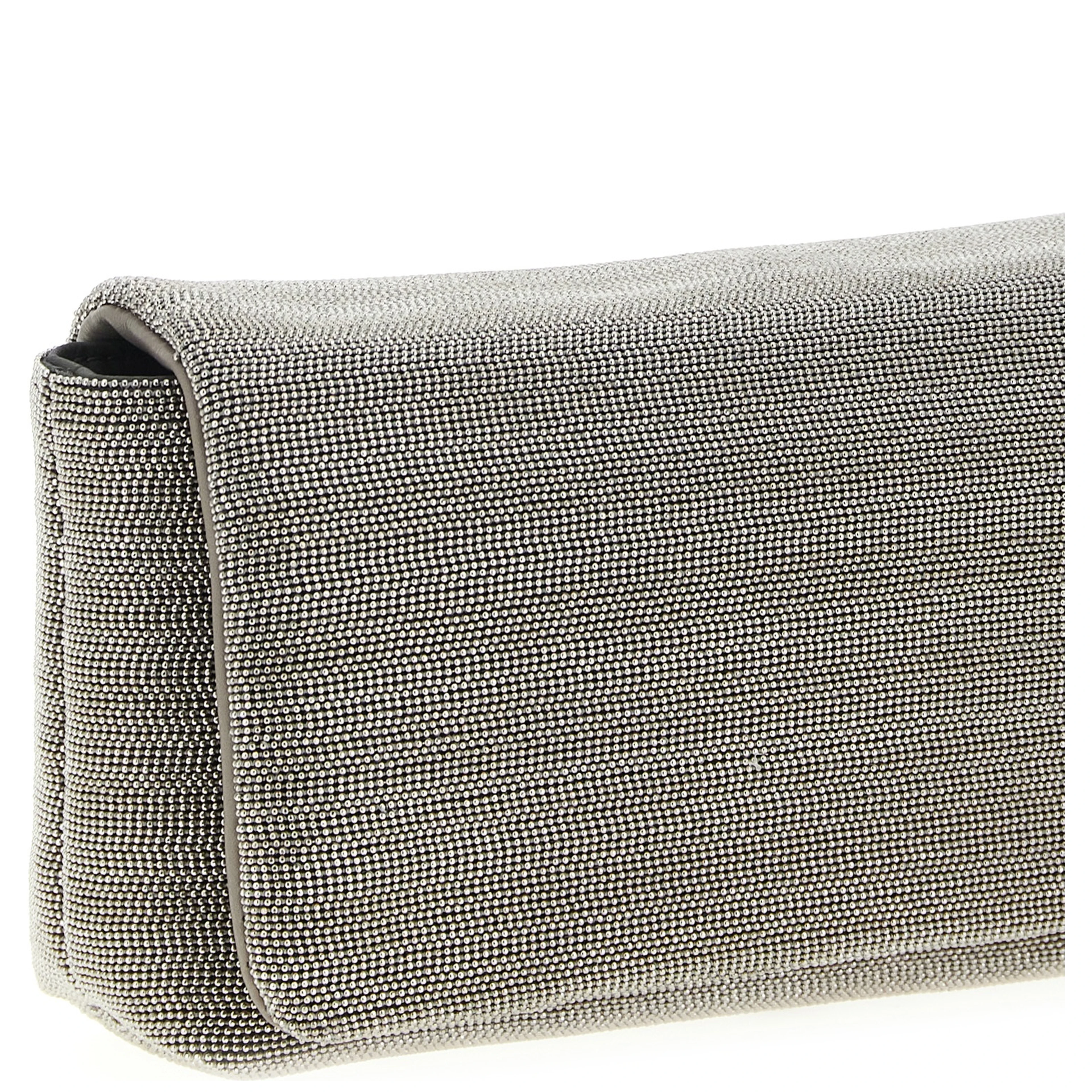 Silver Leather Clutch Bag