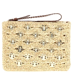 Beige Rayon Clutch Bag