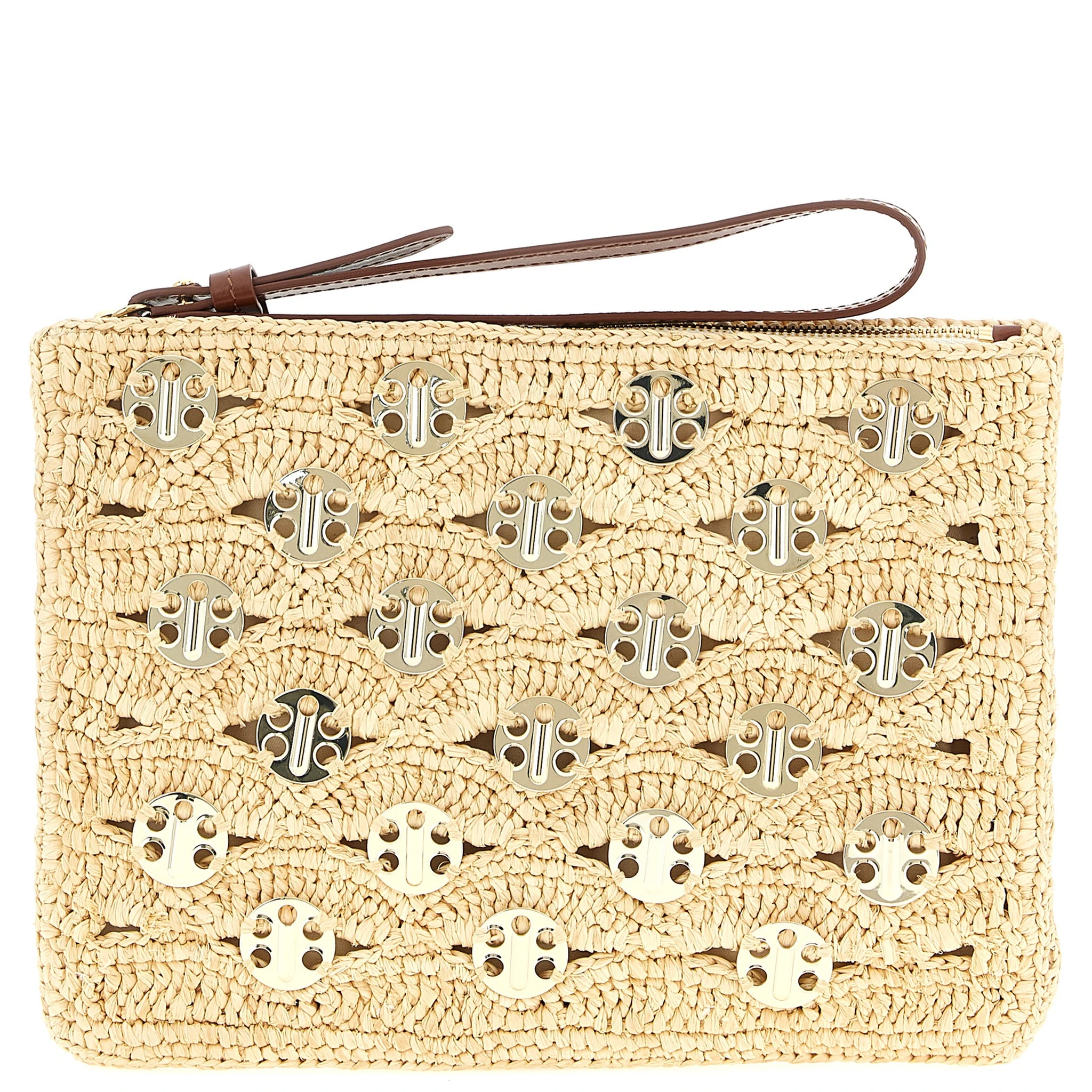 Beige Rayon Clutch Bag