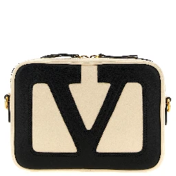 Bicolor Lamb Leather Crossbody Bag