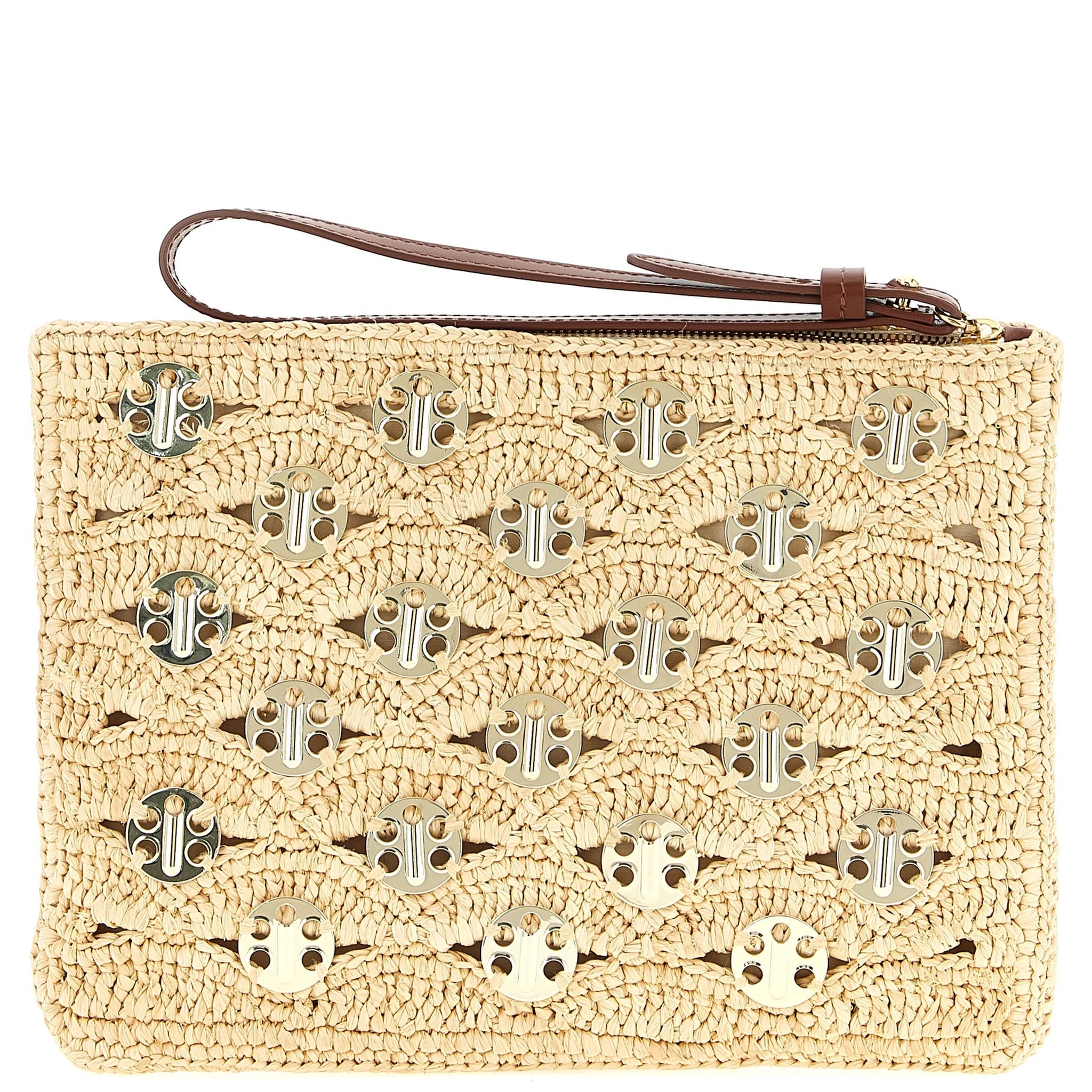 Beige Rayon Clutch Bag
