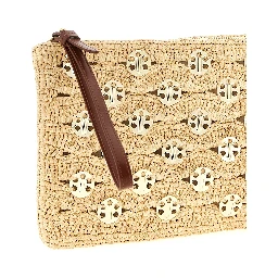 Beige Rayon Clutch Bag