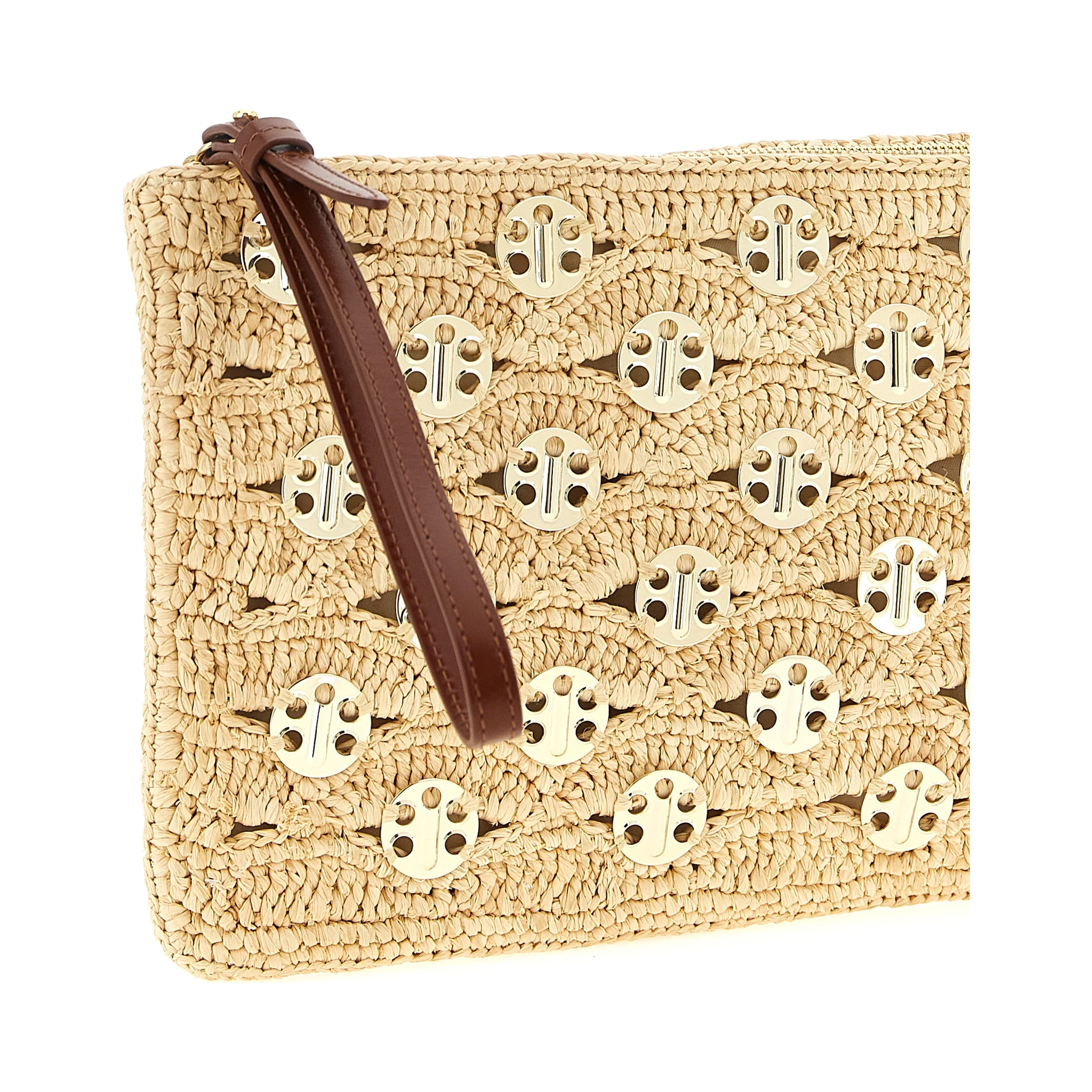 Beige Rayon Clutch Bag
