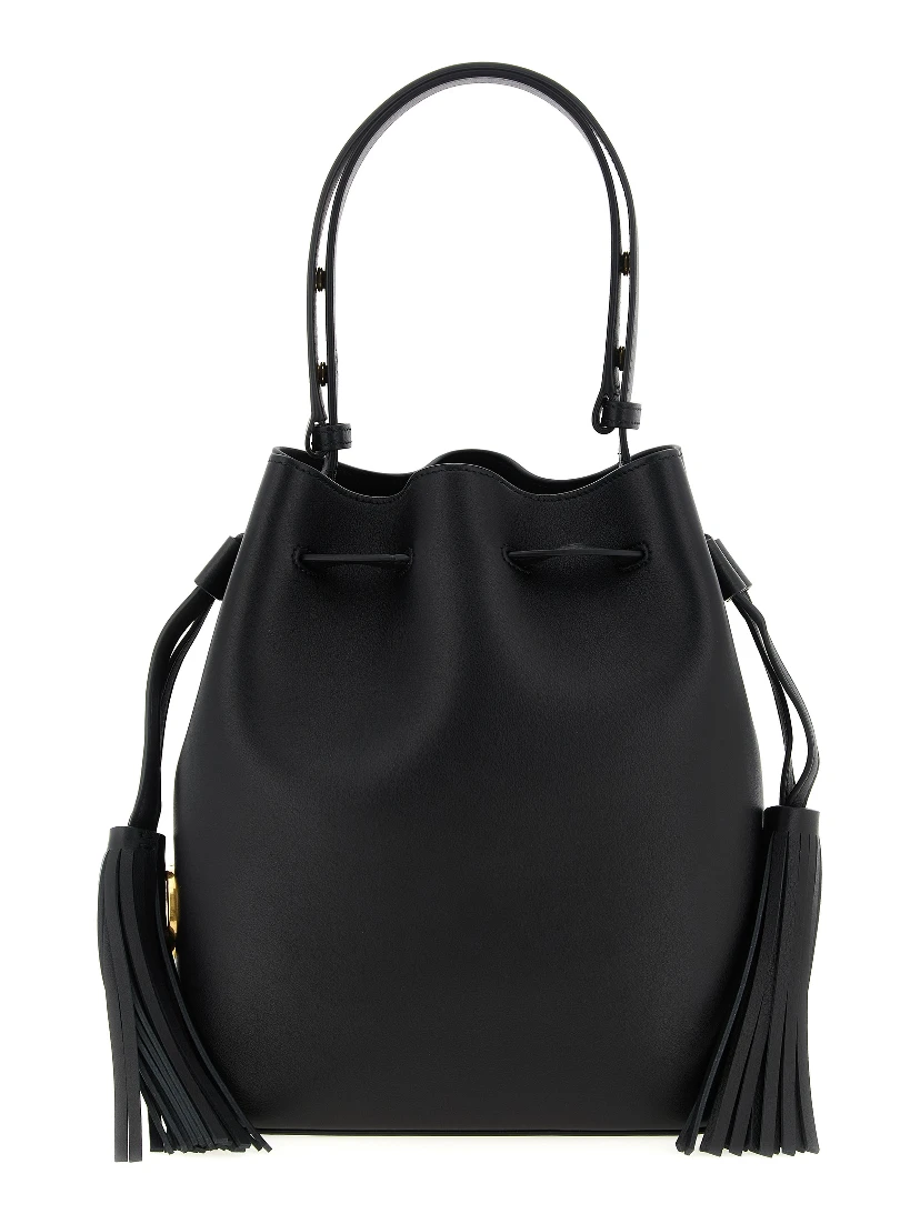 Black Calfskin Shoulder Bag