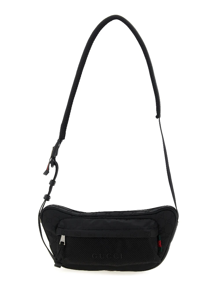 Black Polyester Crossbody Bag