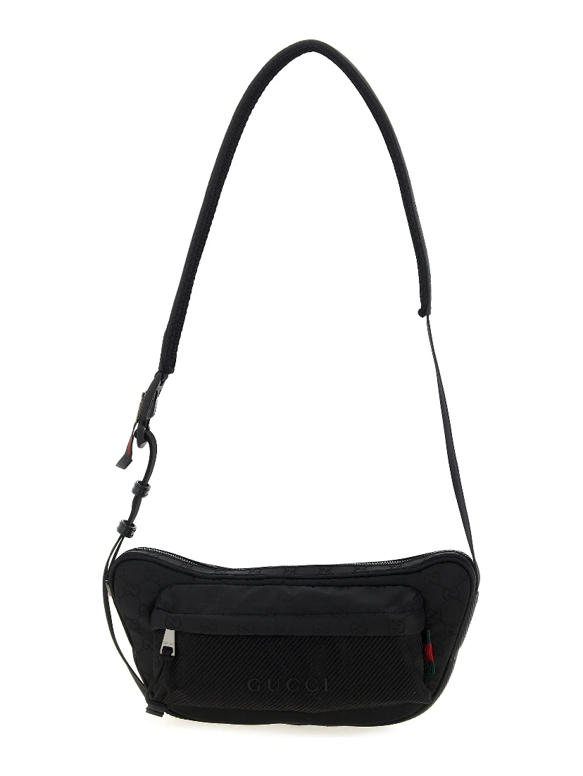 Black Polyester Crossbody Bag