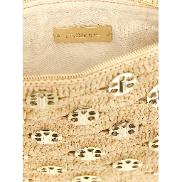 Beige Rayon Clutch Bag