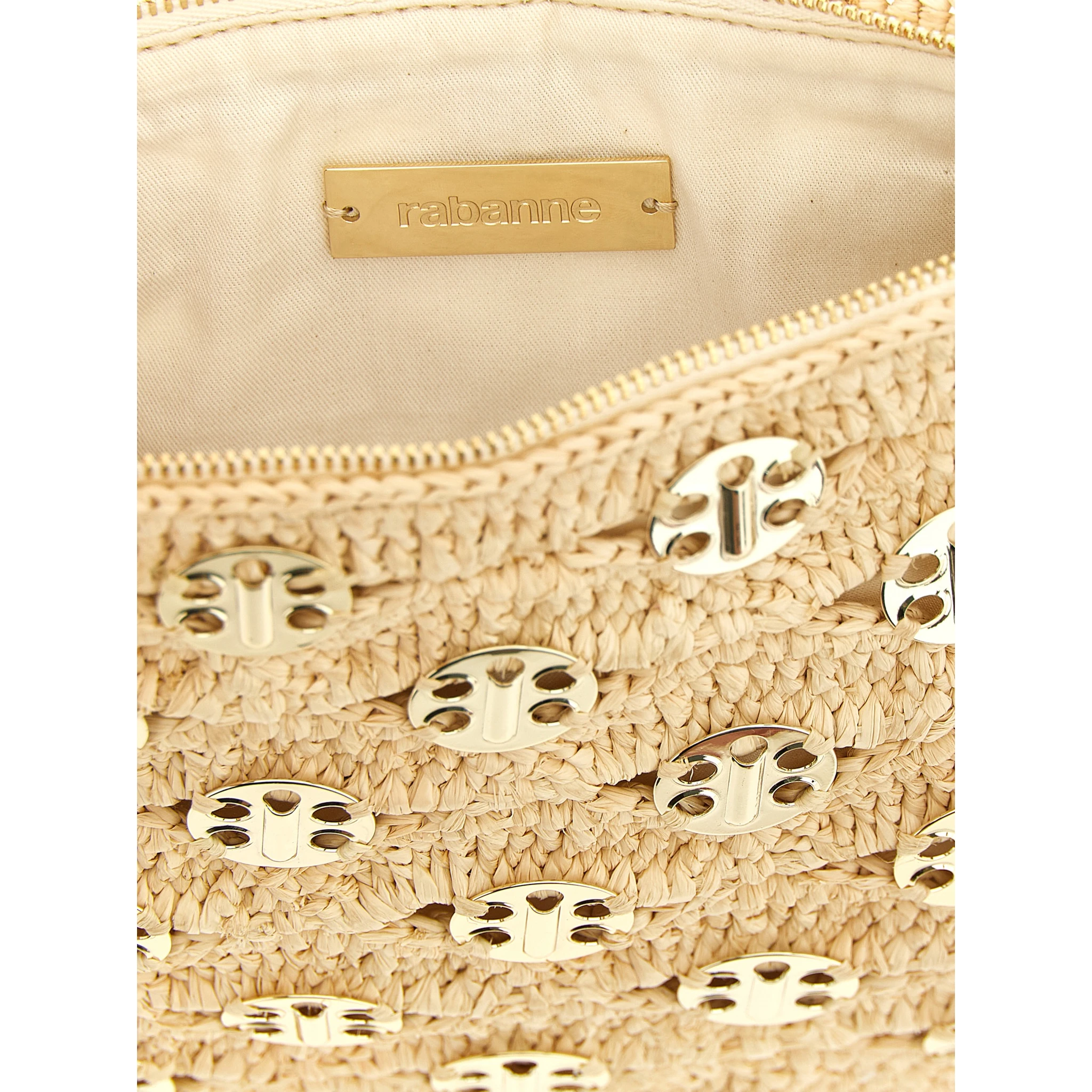 Beige Rayon Clutch Bag