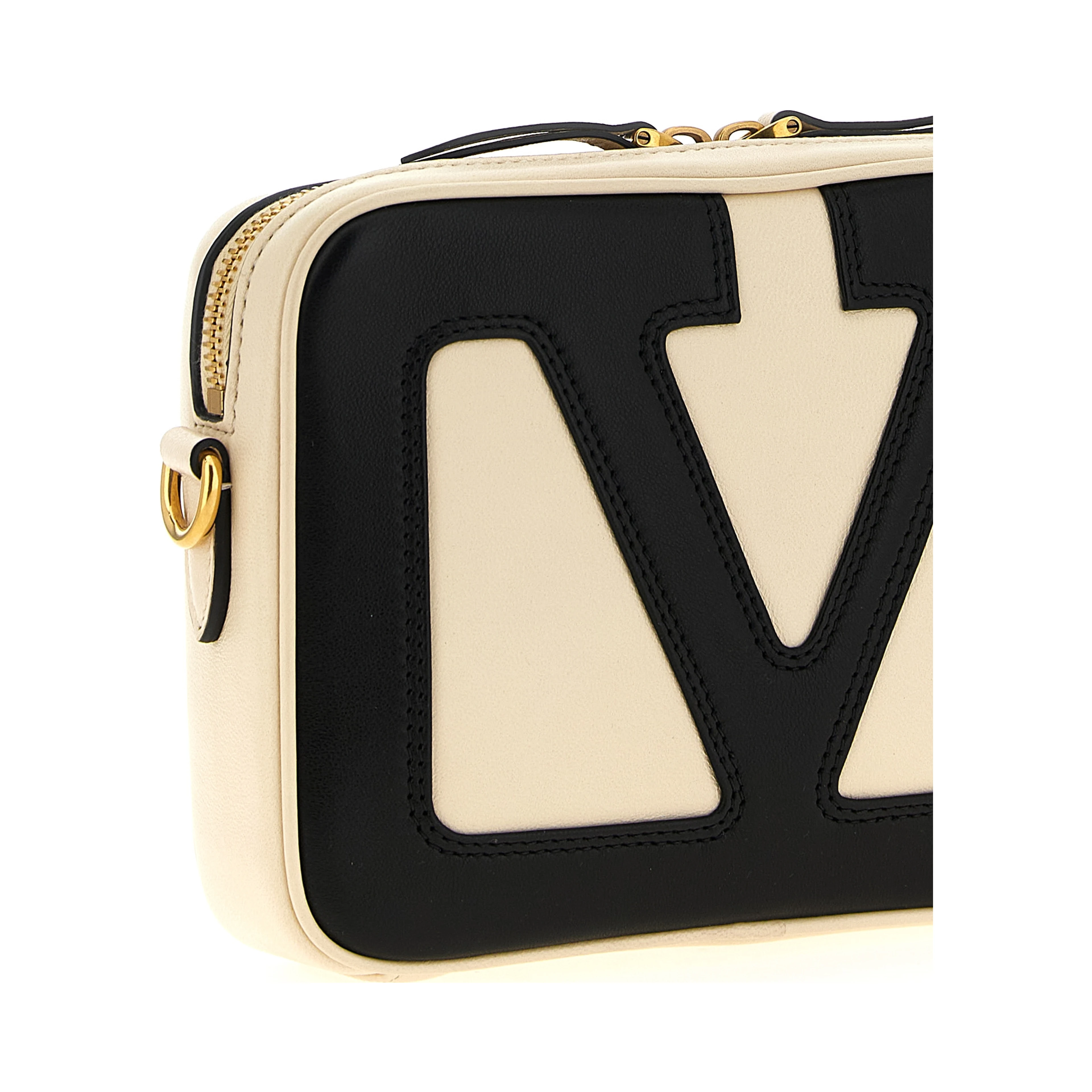Bicolor Lamb Leather Crossbody Bag
