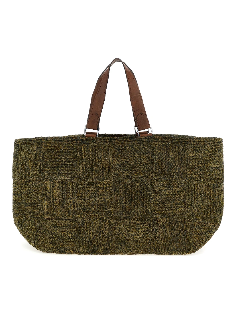 Bicolor Raffia Tote Bag