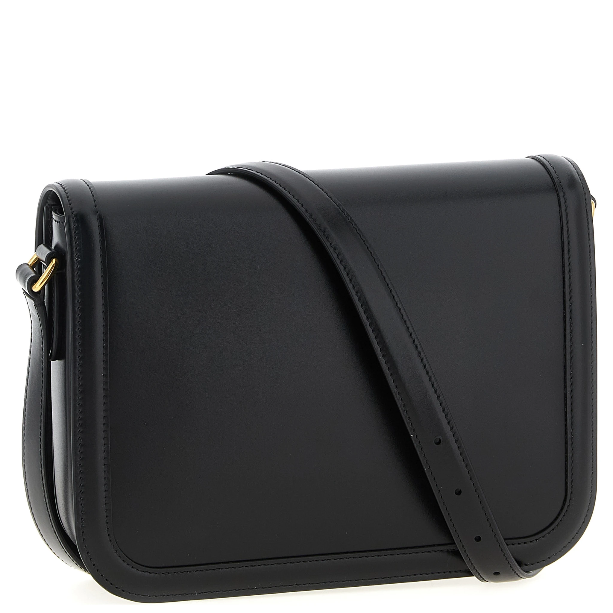 Black Calfskin Shoulder Bag
