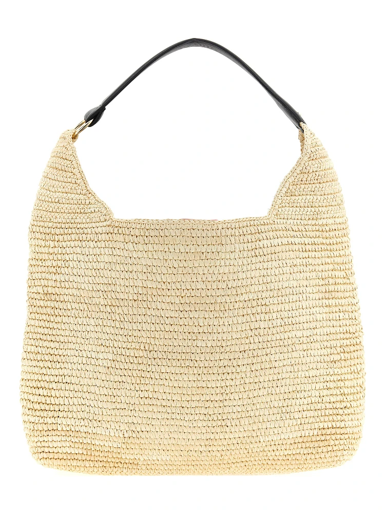 Beige Raffia Shoulder Bag