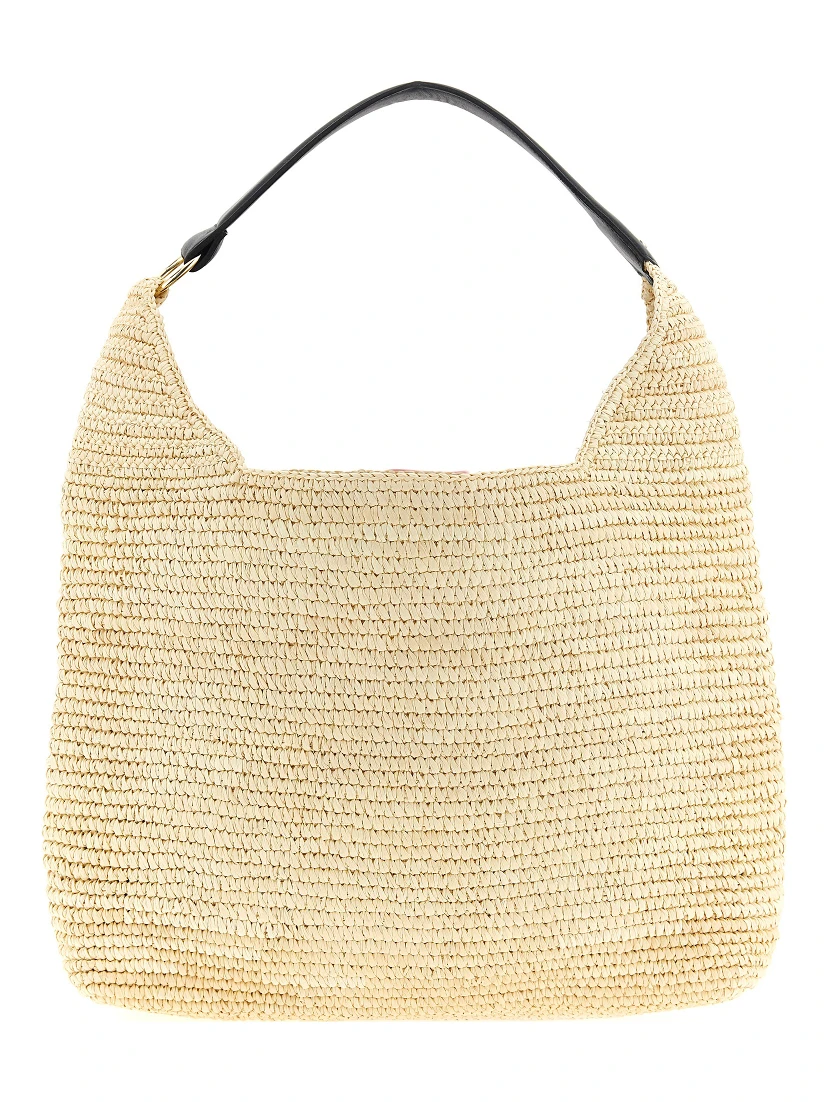 Beige Raffia Shoulder Bag