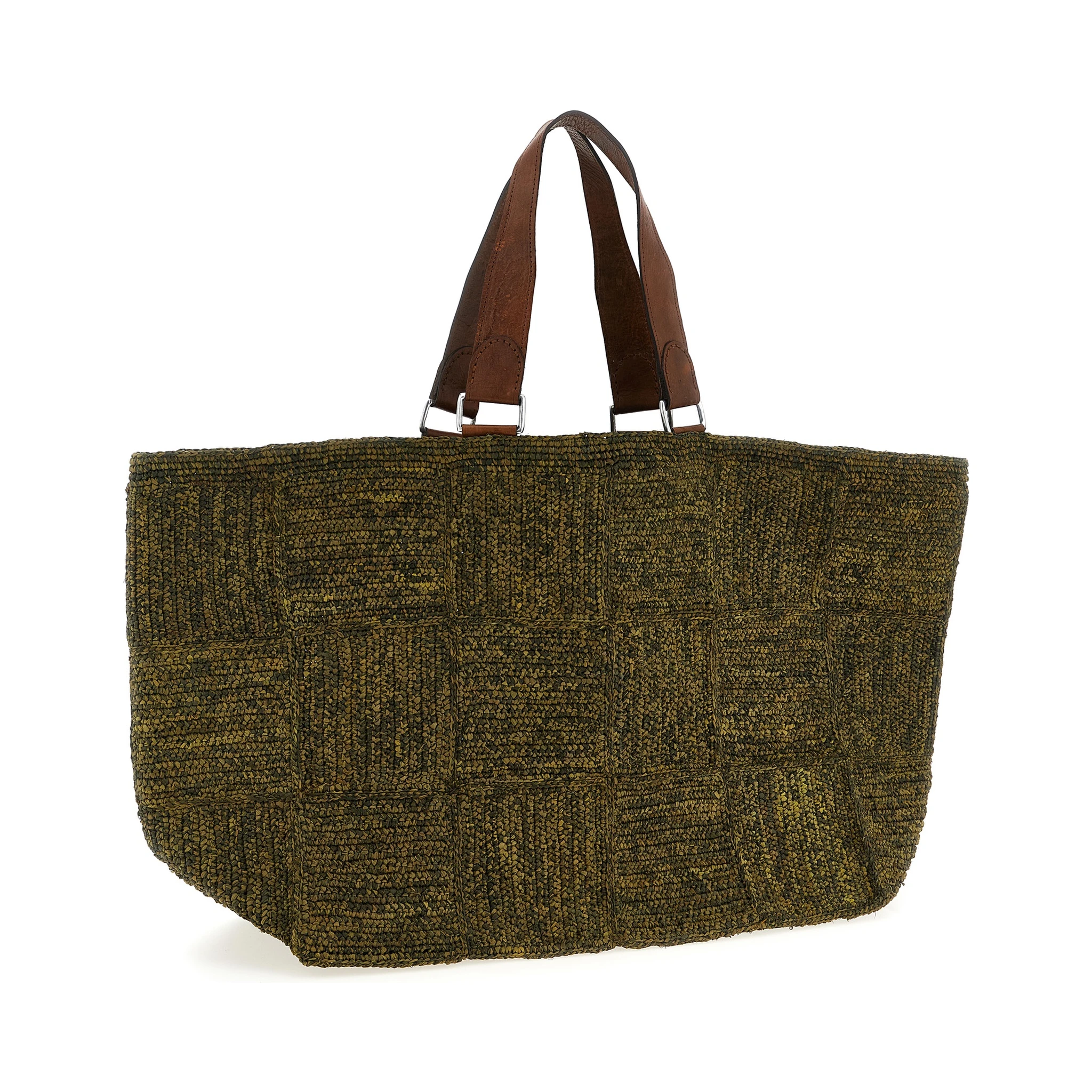 Bicolor Raffia Tote Bag
