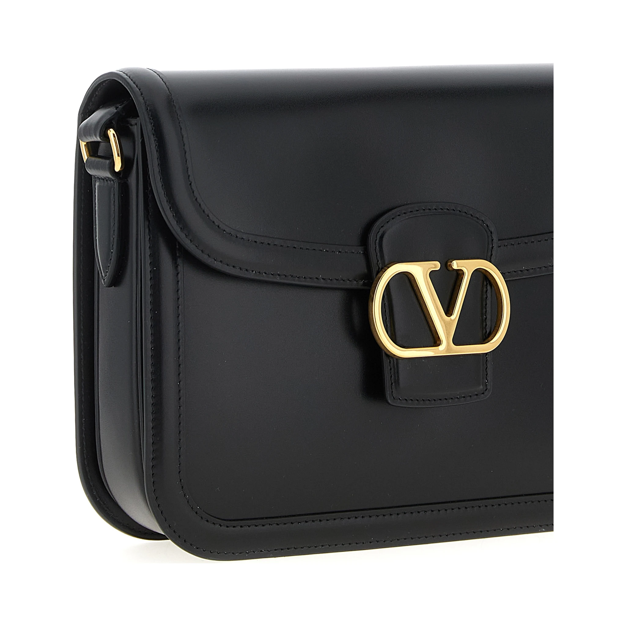 Black Calfskin Shoulder Bag