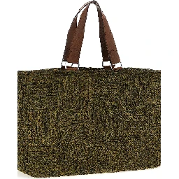 Bicolor Raffia Tote Bag