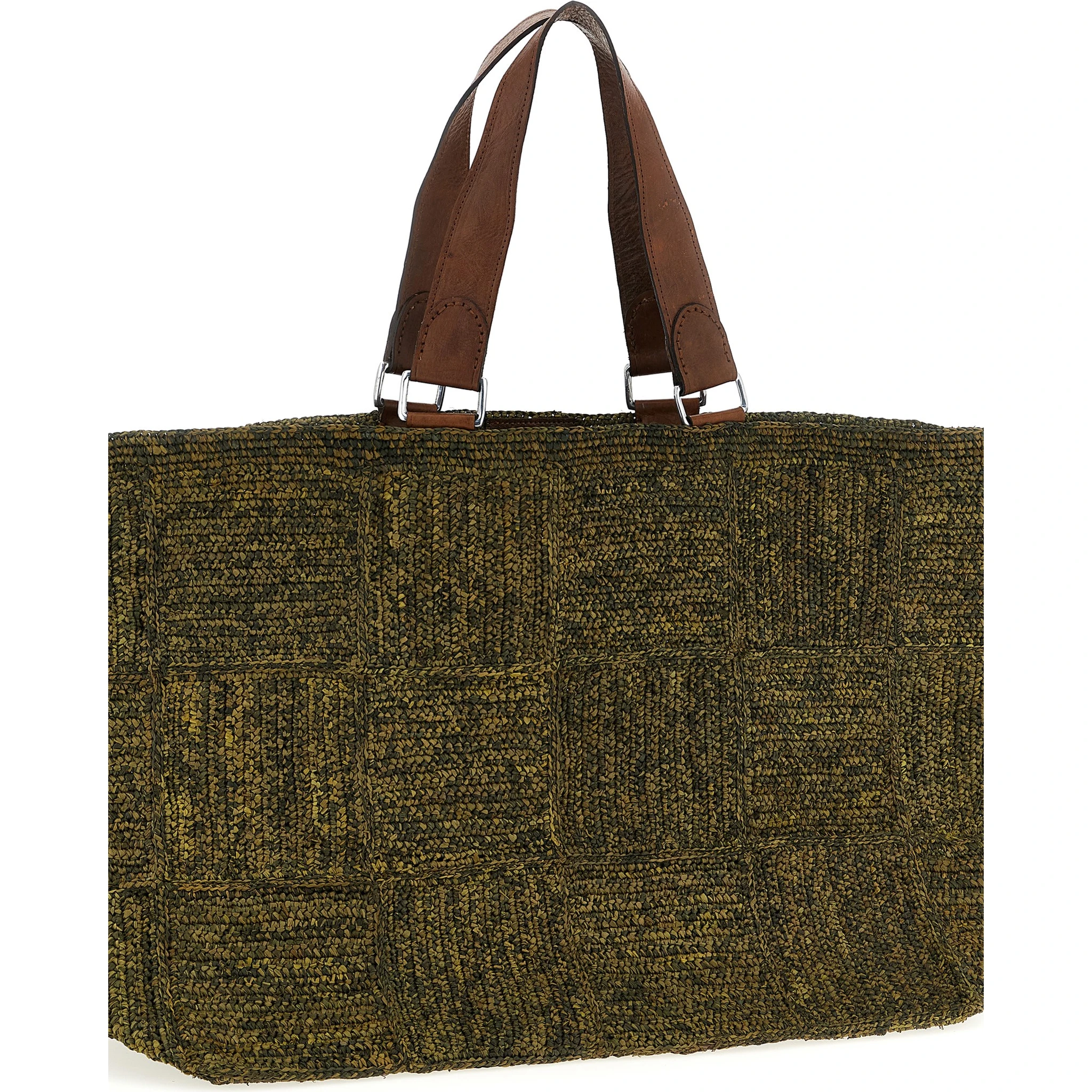 Bicolor Raffia Tote Bag