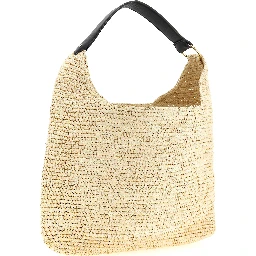 Beige Raffia Shoulder Bag