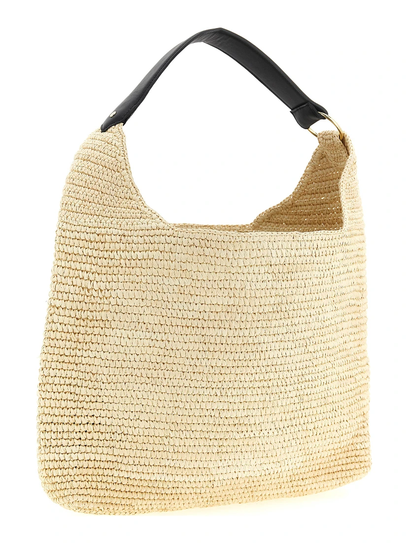 Beige Raffia Shoulder Bag