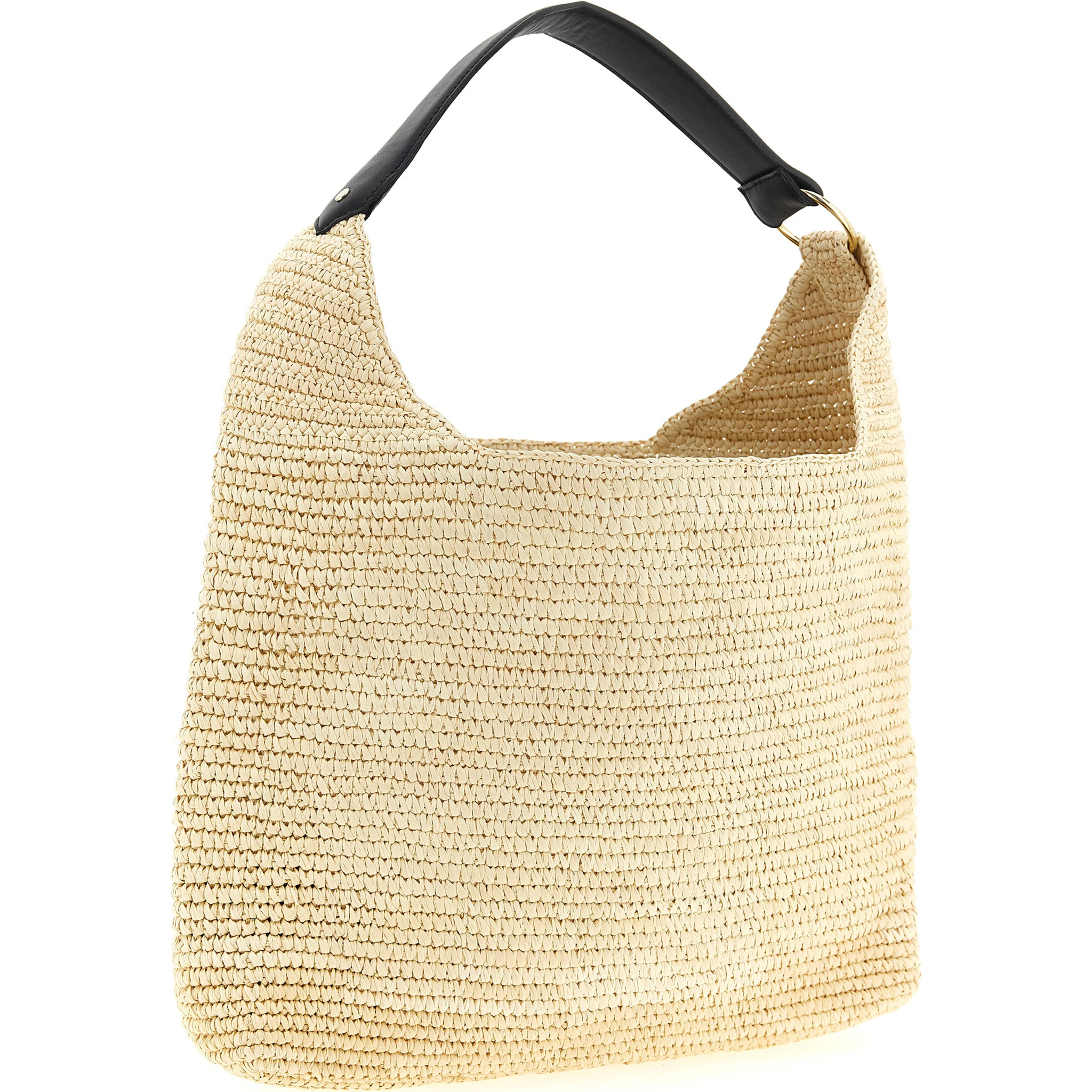 Beige Raffia Shoulder Bag