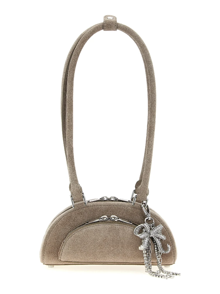 Gray Lamb Leather Shoulder Bag