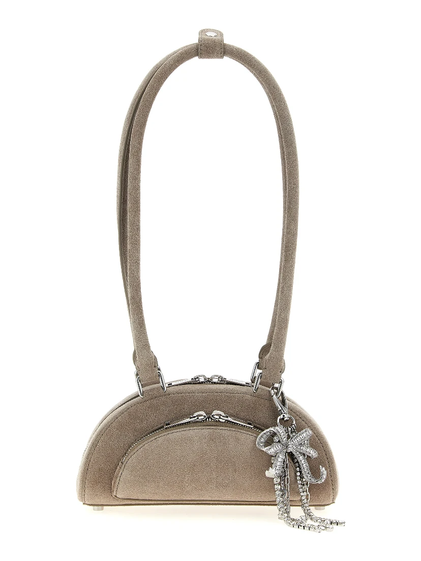 Gray Lamb Leather Shoulder Bag