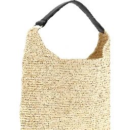 Beige Raffia Shoulder Bag