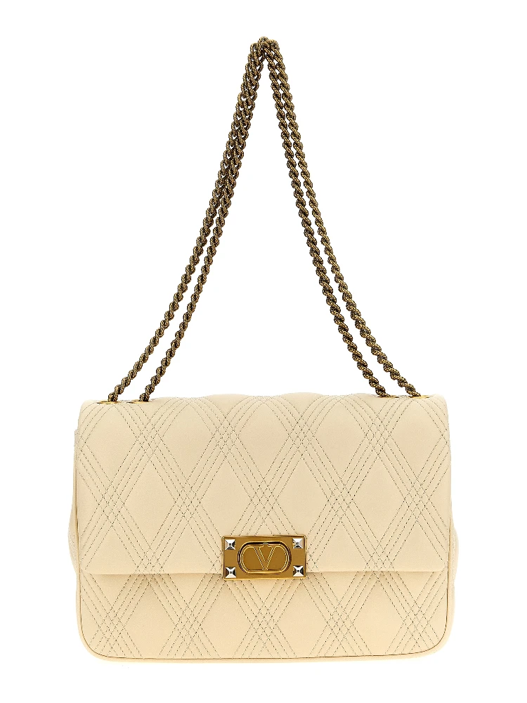 White Lamb Leather Shoulder Bag