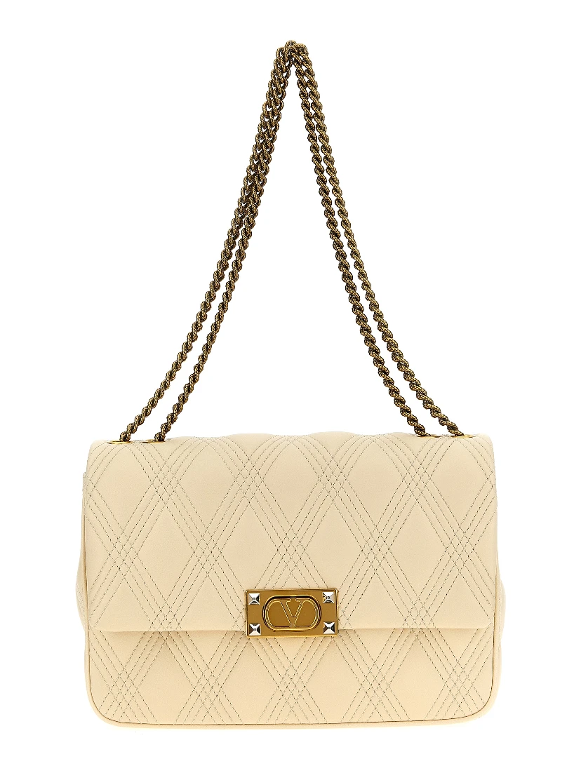 White Lamb Leather Shoulder Bag
