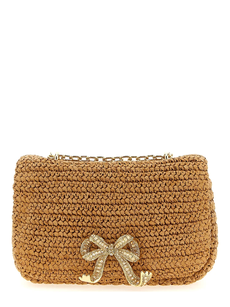 Beige Raffia Shoulder Bag