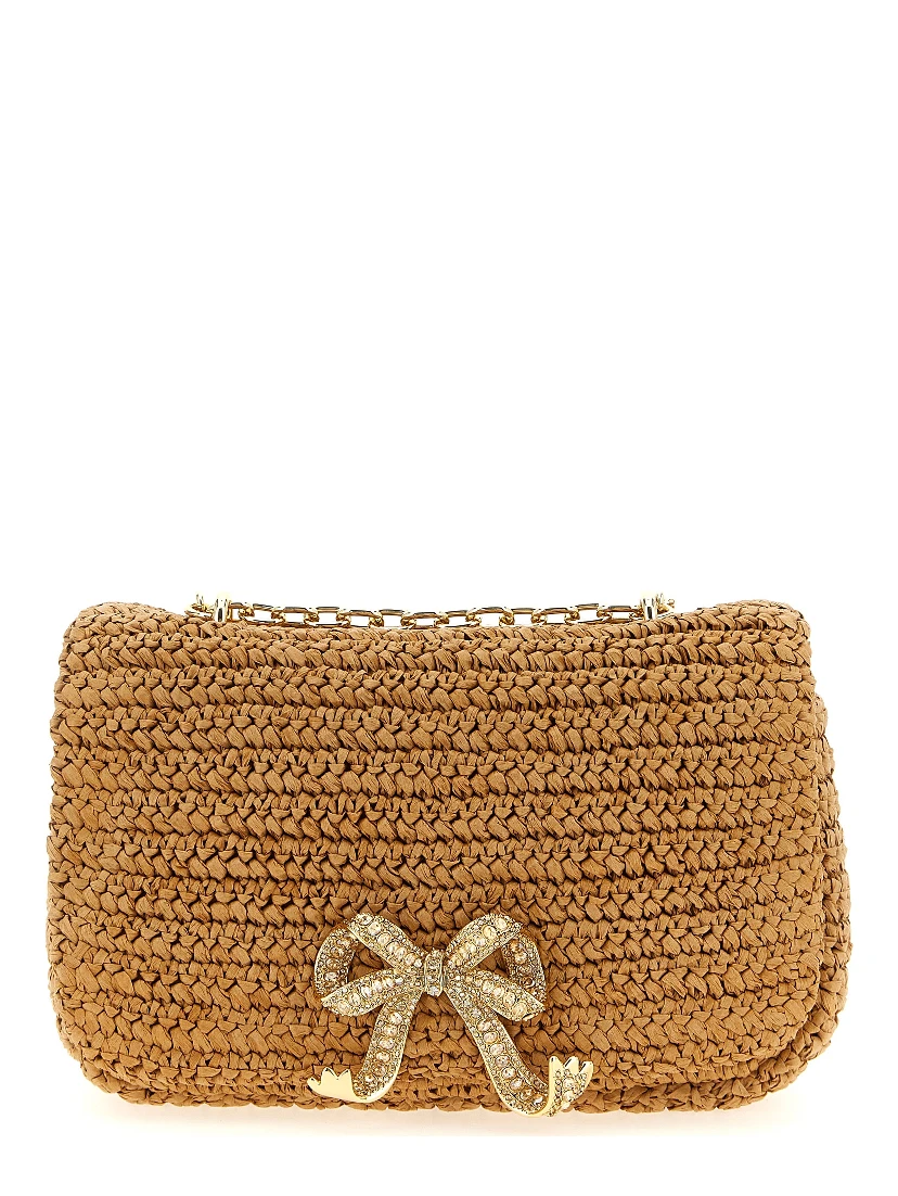 Beige Raffia Shoulder Bag