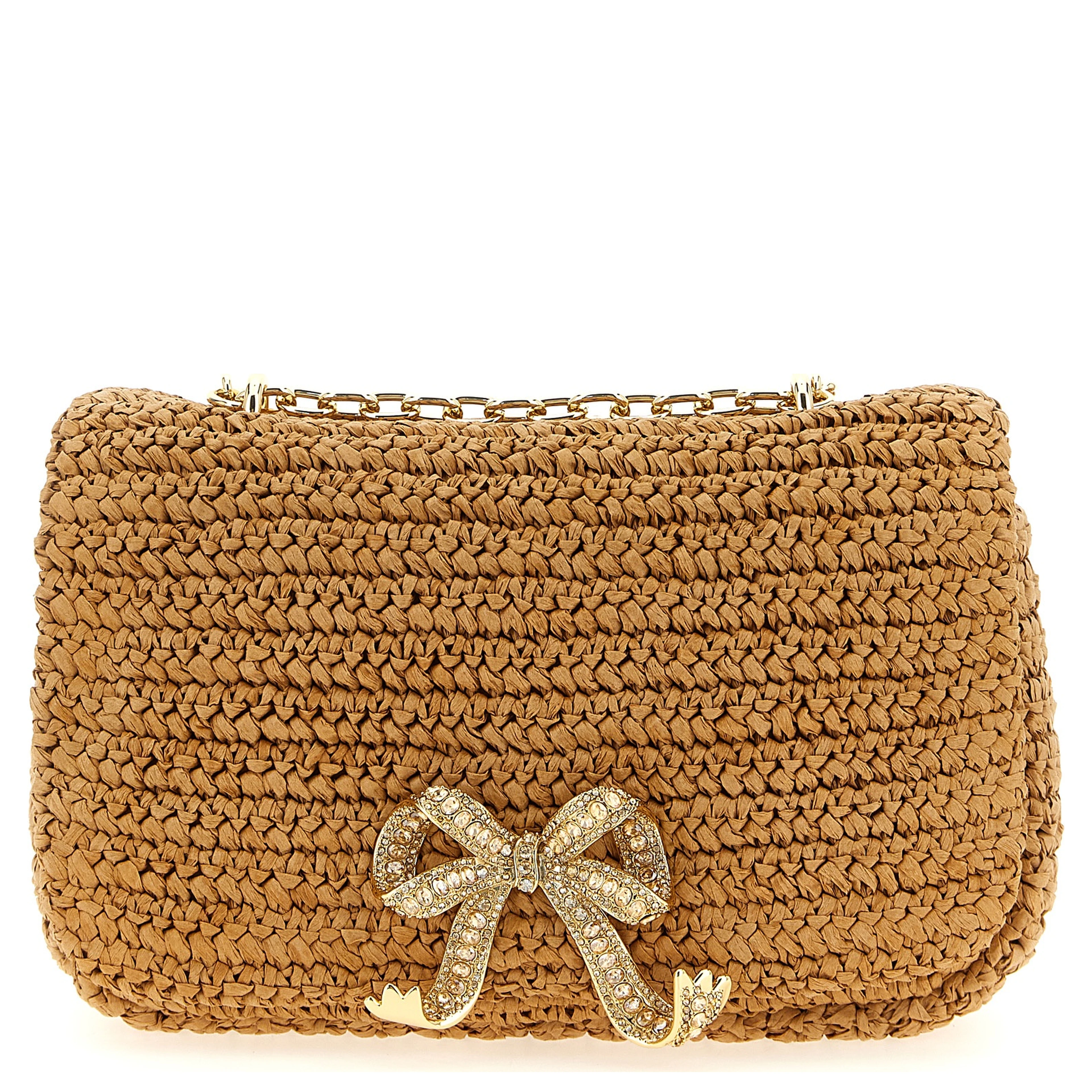 Beige Raffia Shoulder Bag