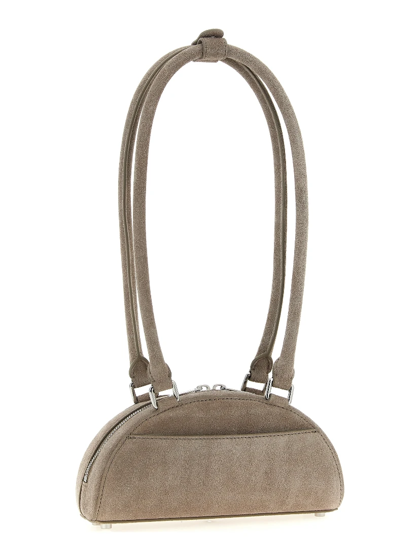 Gray Lamb Leather Shoulder Bag