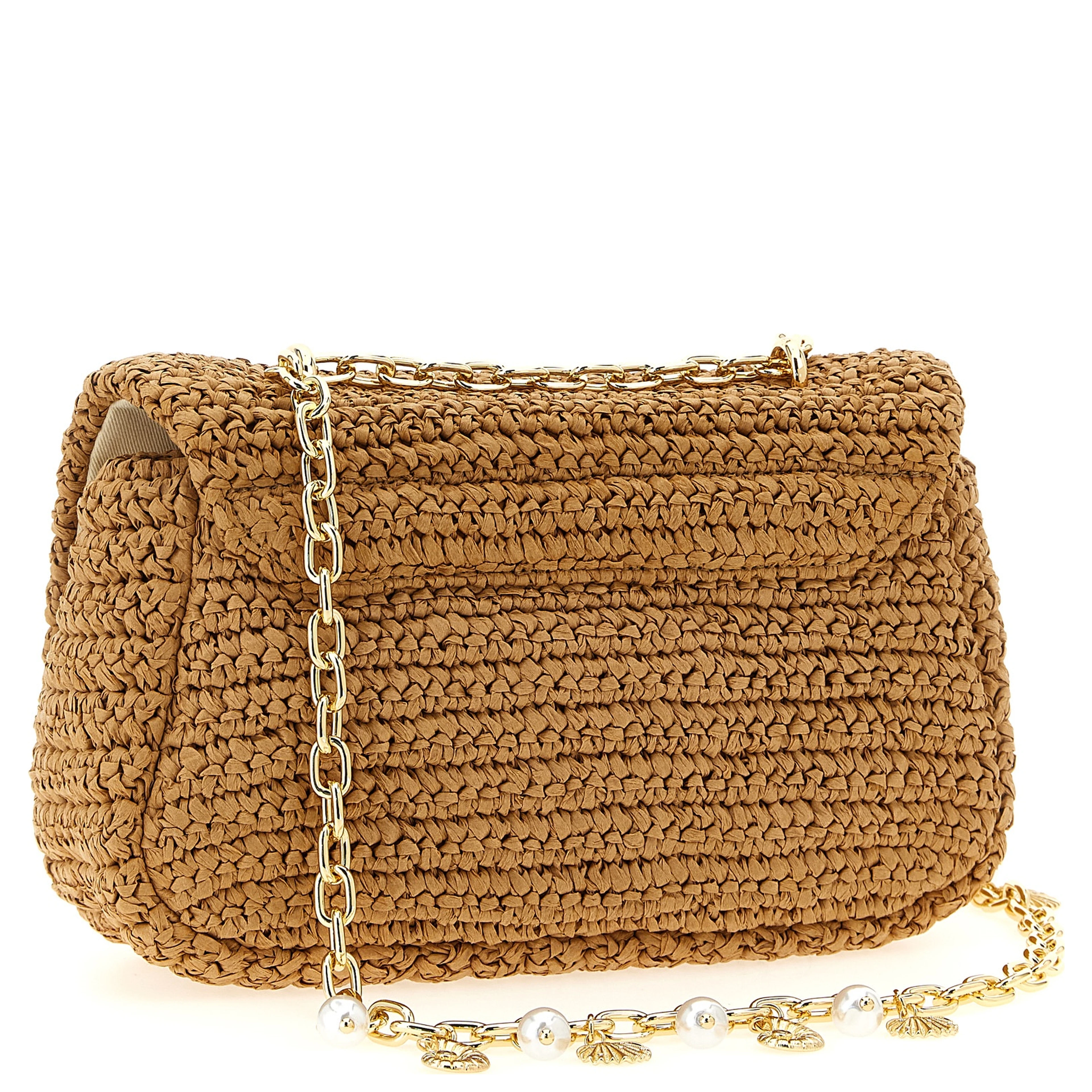 Beige Raffia Shoulder Bag