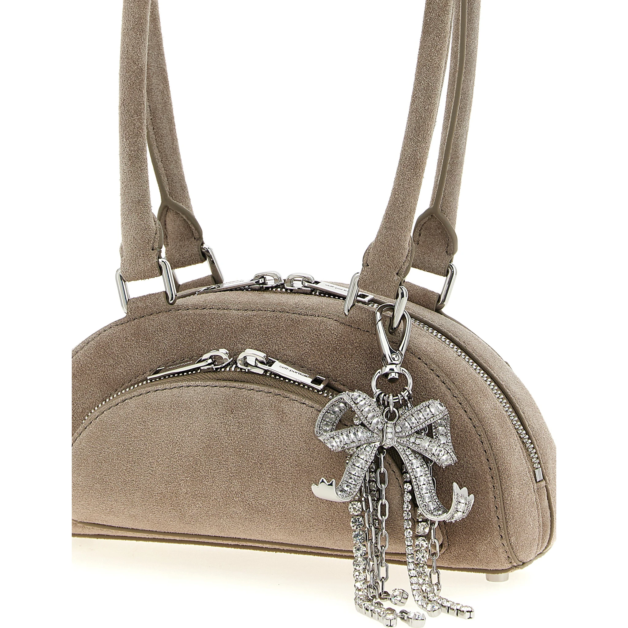 Gray Lamb Leather Shoulder Bag