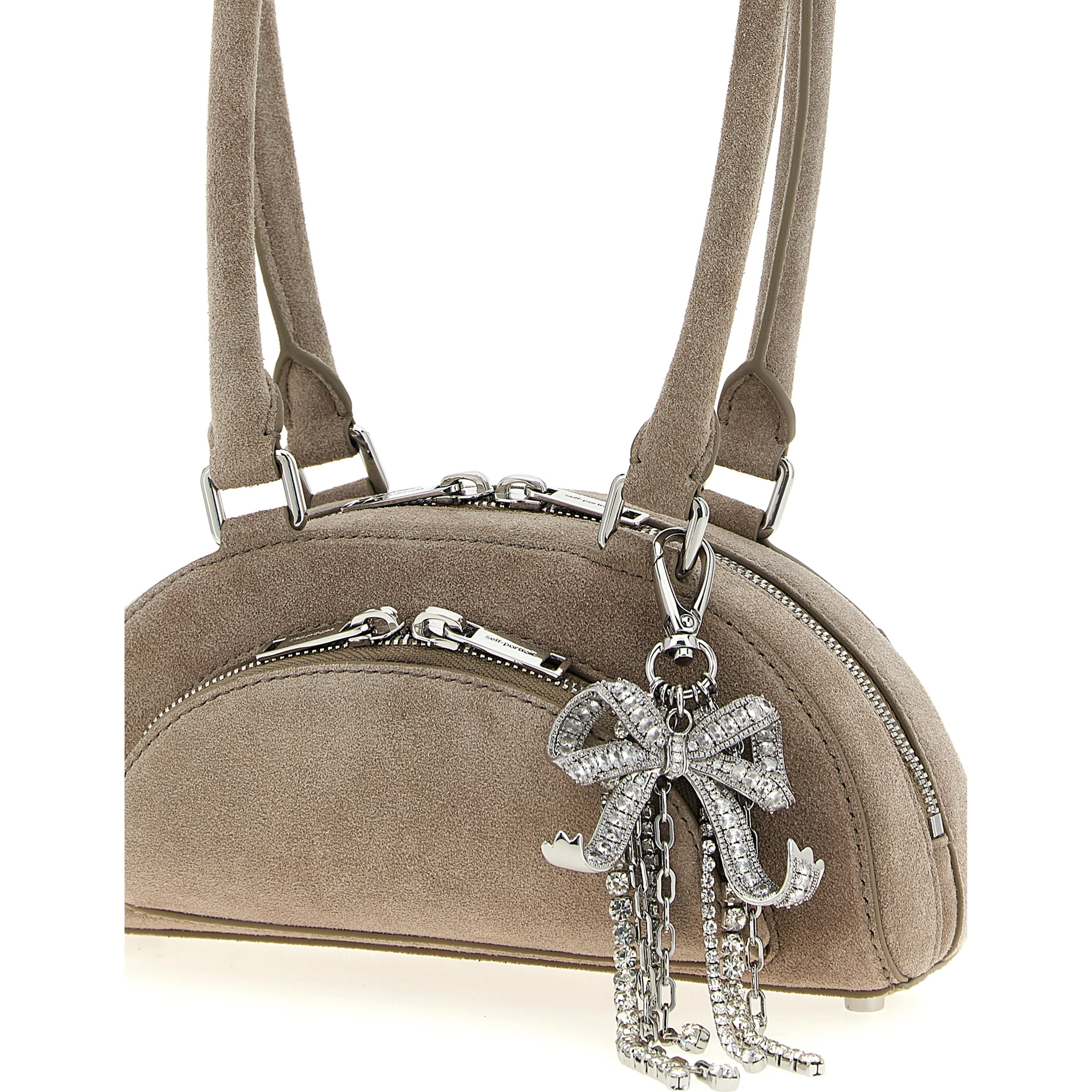 Gray Lamb Leather Shoulder Bag