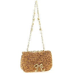 Beige Raffia Shoulder Bag